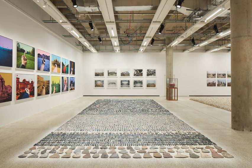 Photographs of the National Stadium at the Making Sense exhibition by Ai Weiwei