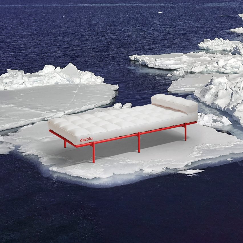 White chaise on ice sheet