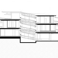 Section drawing of the office building at Meles Zenawi Memorial Park in Ethiopia by Studio Other Spaces