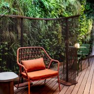 Feel Free chain curtain room divider by Kriskadecor on a decked terrace