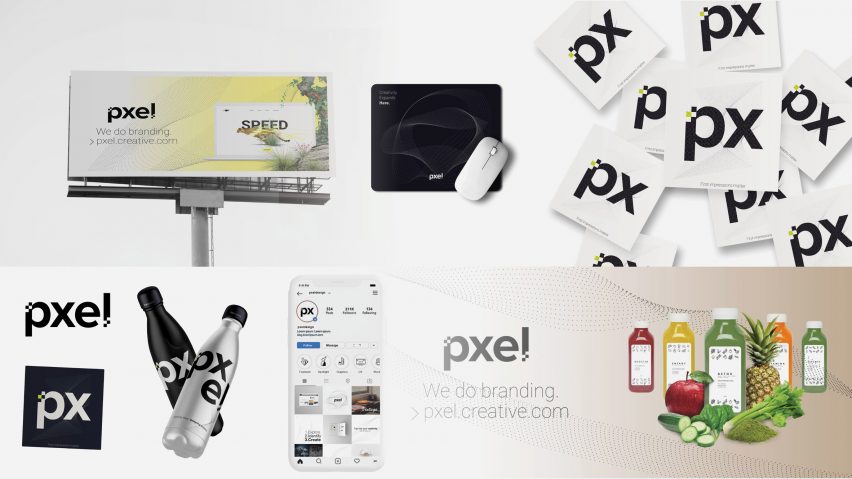 Collage showing a graphic rebrand of an online branding agency