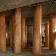 Wooden logs frame Forest Office in Japan by Tomoaki Uno Architects