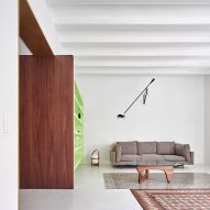 Living room interior of Girona Street apartment in Barcelona, designed by Raúl Sanchez Architects