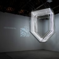 Inverted neon house installed in Kosovo pavilion at the Venice Architecture Biennale