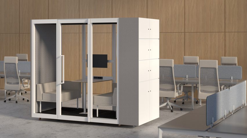 Office booths in workplace