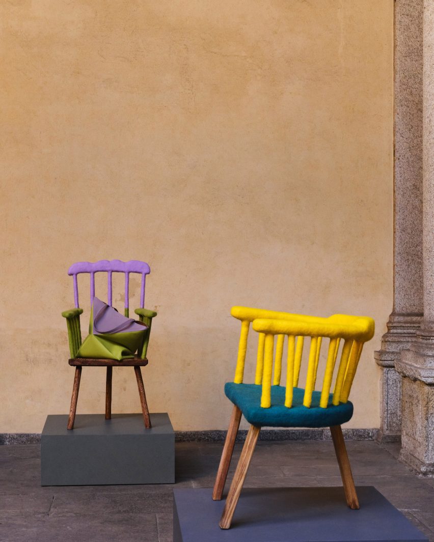 Colourful chairs with felt details