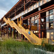 MSR Design places colourful buildings and walkways in skeleton of Pittsburgh steel mill