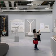 Drawings and models on display at the Norman Foster exhibition at the Centre Pompidou