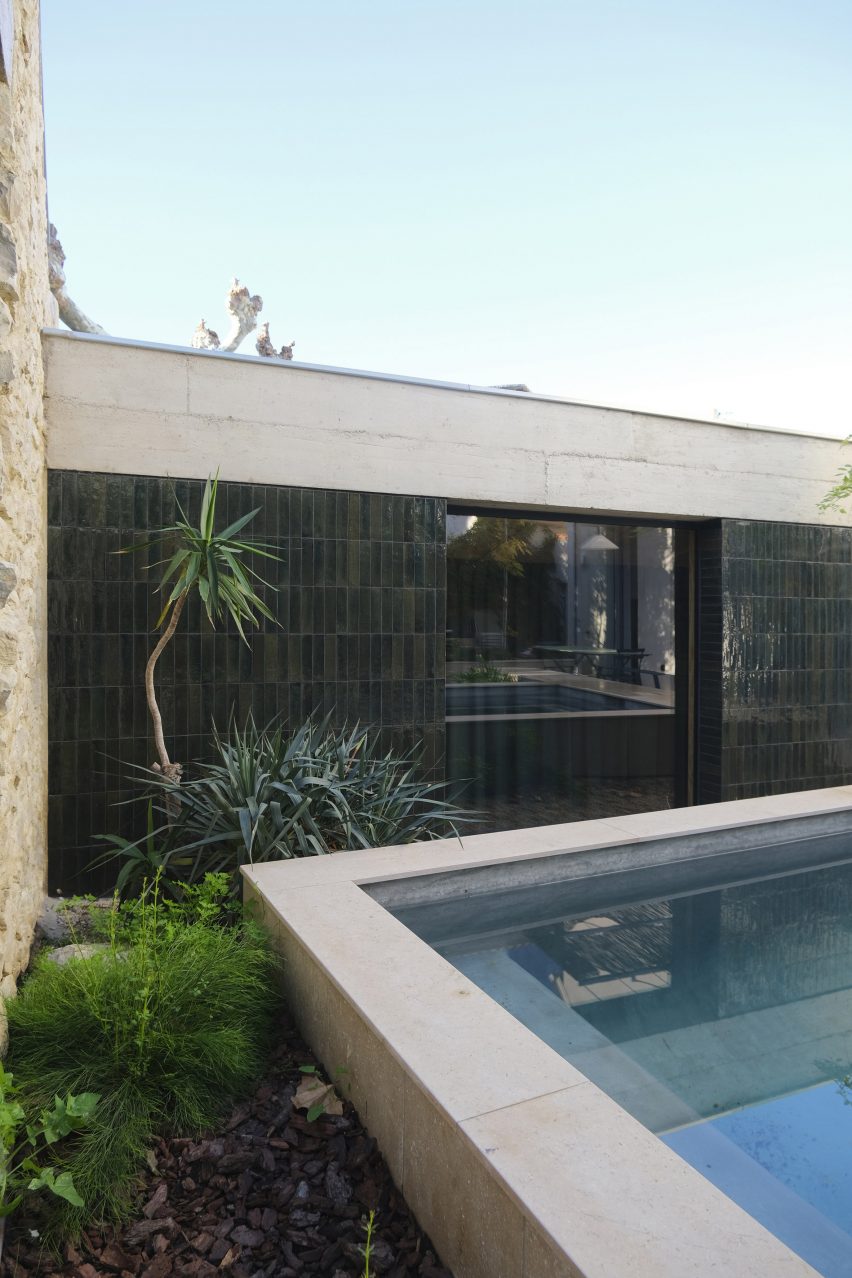 Exterior of tiled extension in France