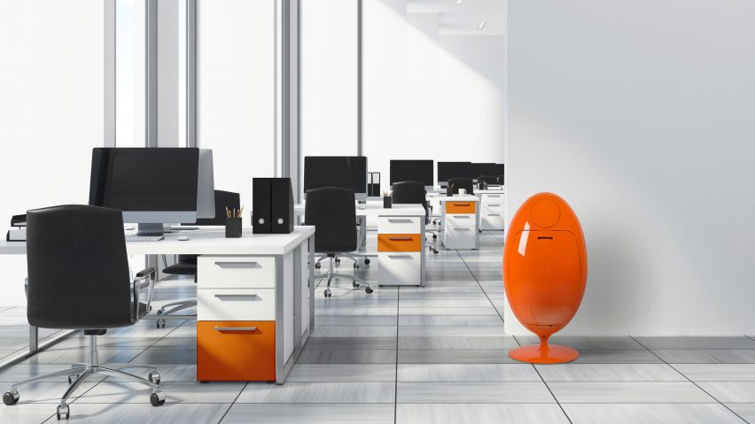 Orange Ovetto bin in office