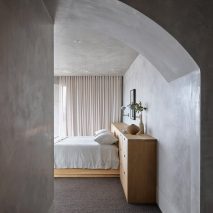 Concrete bedroom with calm interior