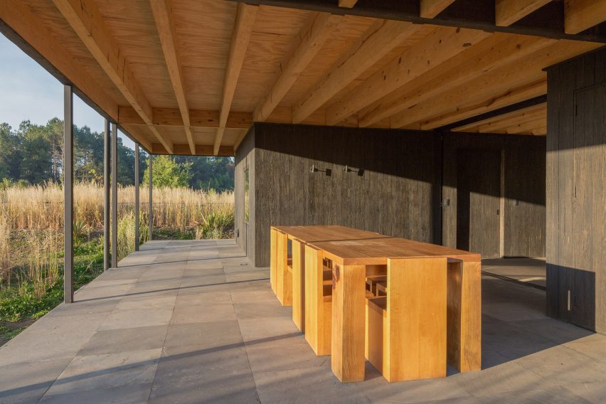 Timber elements at Rain Harvest Home