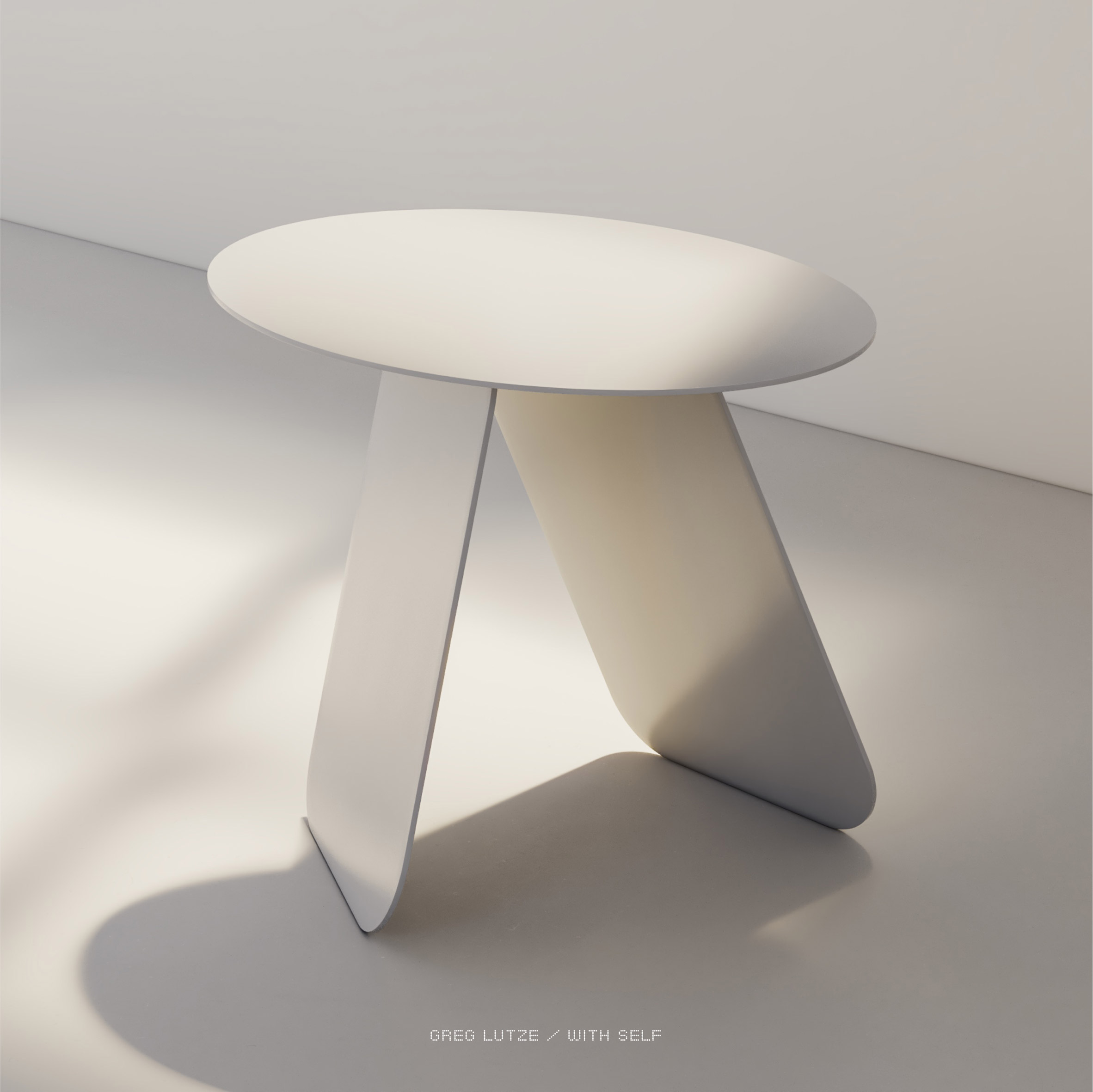 White steel table by Greg Lutze with Self