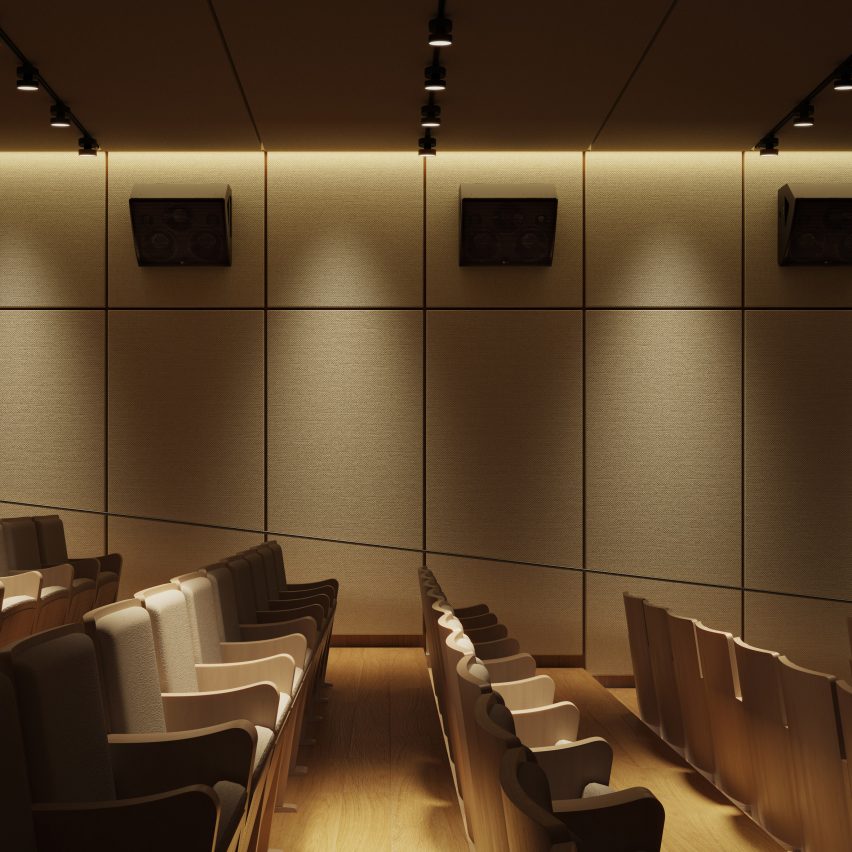 Auditorium with cladding