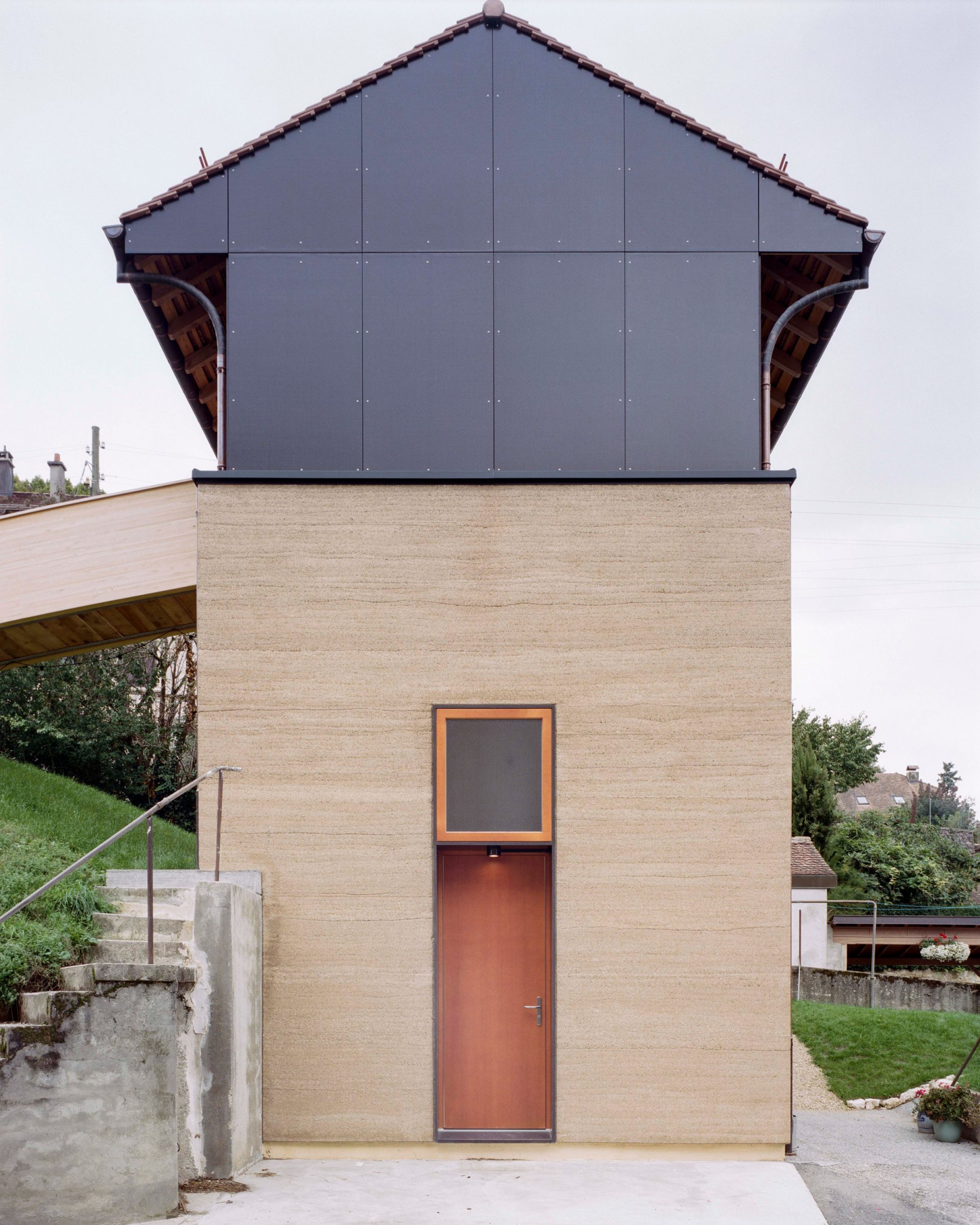 Front elevation of The Recipe house in Switzerland by Madeleine Architectes