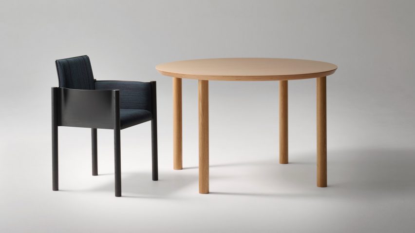 Rounded plywood table by Ronan & Erwan Bouroullec
