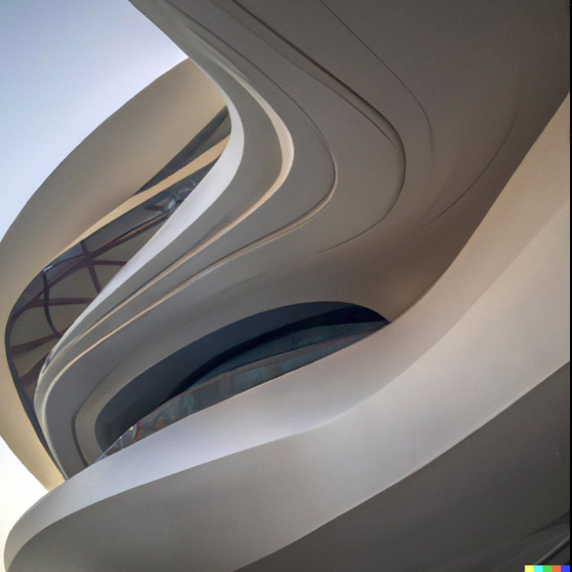 ZHA curved balconies designed with DALL-E