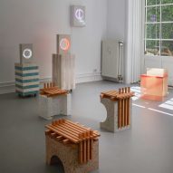Collaborative Kinship exhibition showcases oak-and-terrazzo furniture