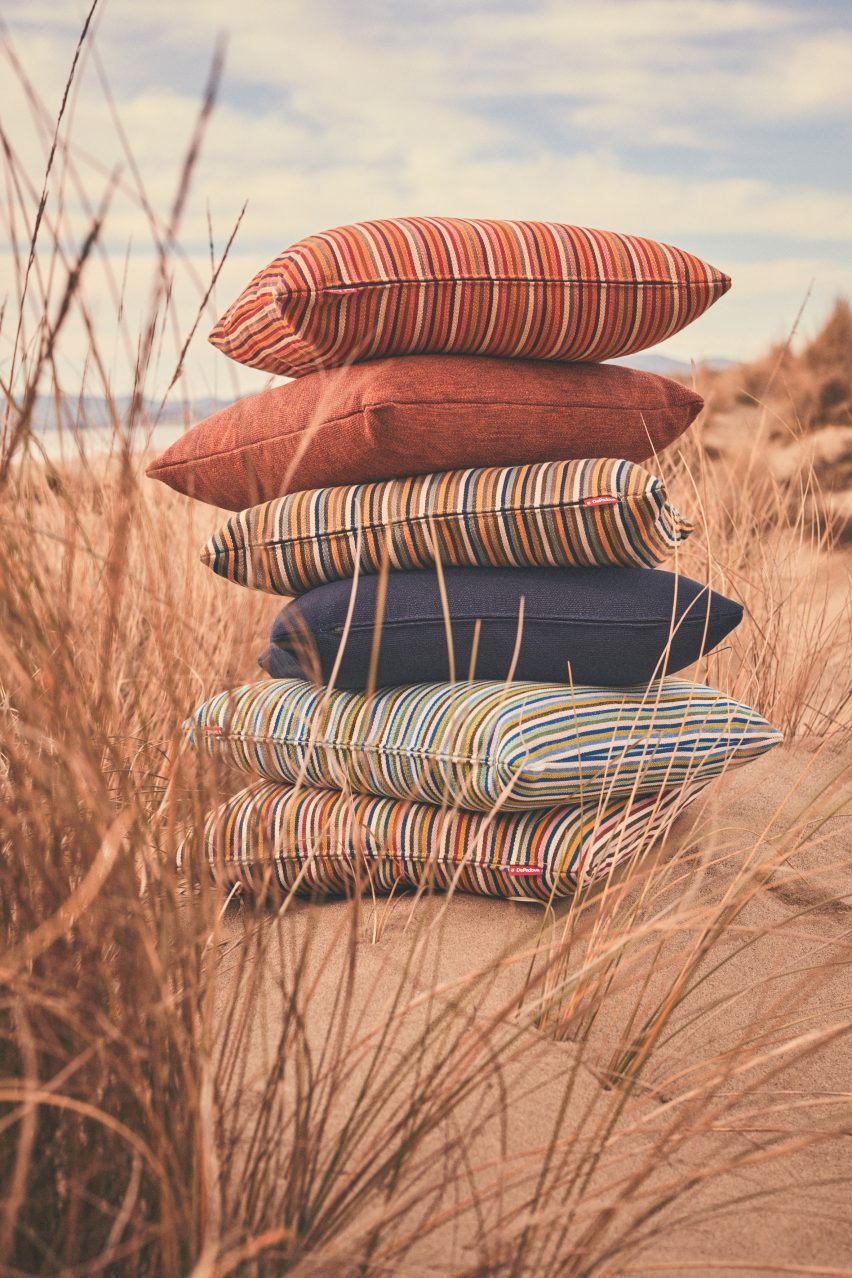 Striped cushions stacked together