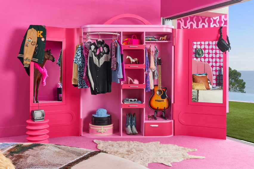 The closet in Barbie's Malibu Dreamhouse