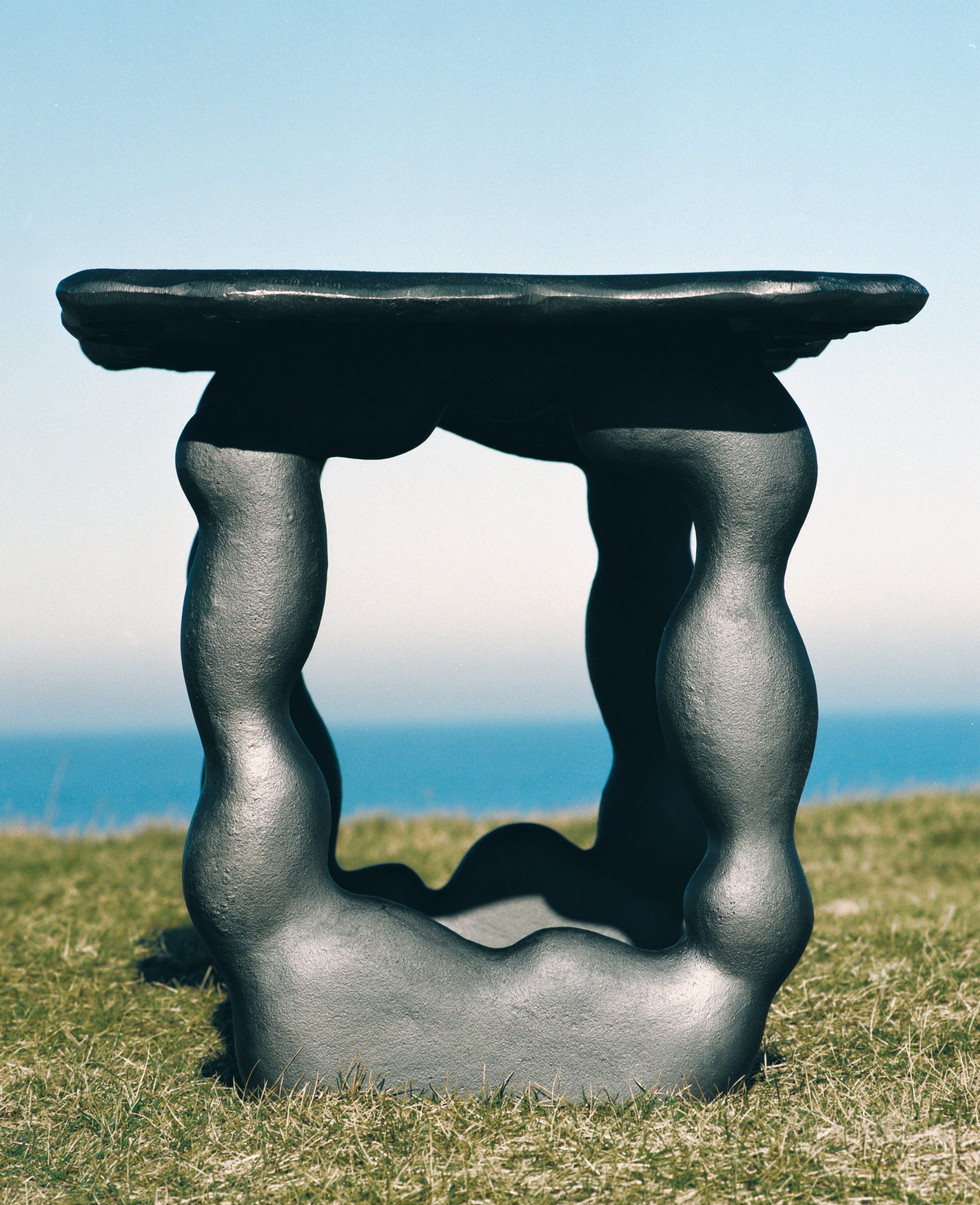 Photo of a black aluminium table by Ferm Living and Anna Maria Øfstedal Eng