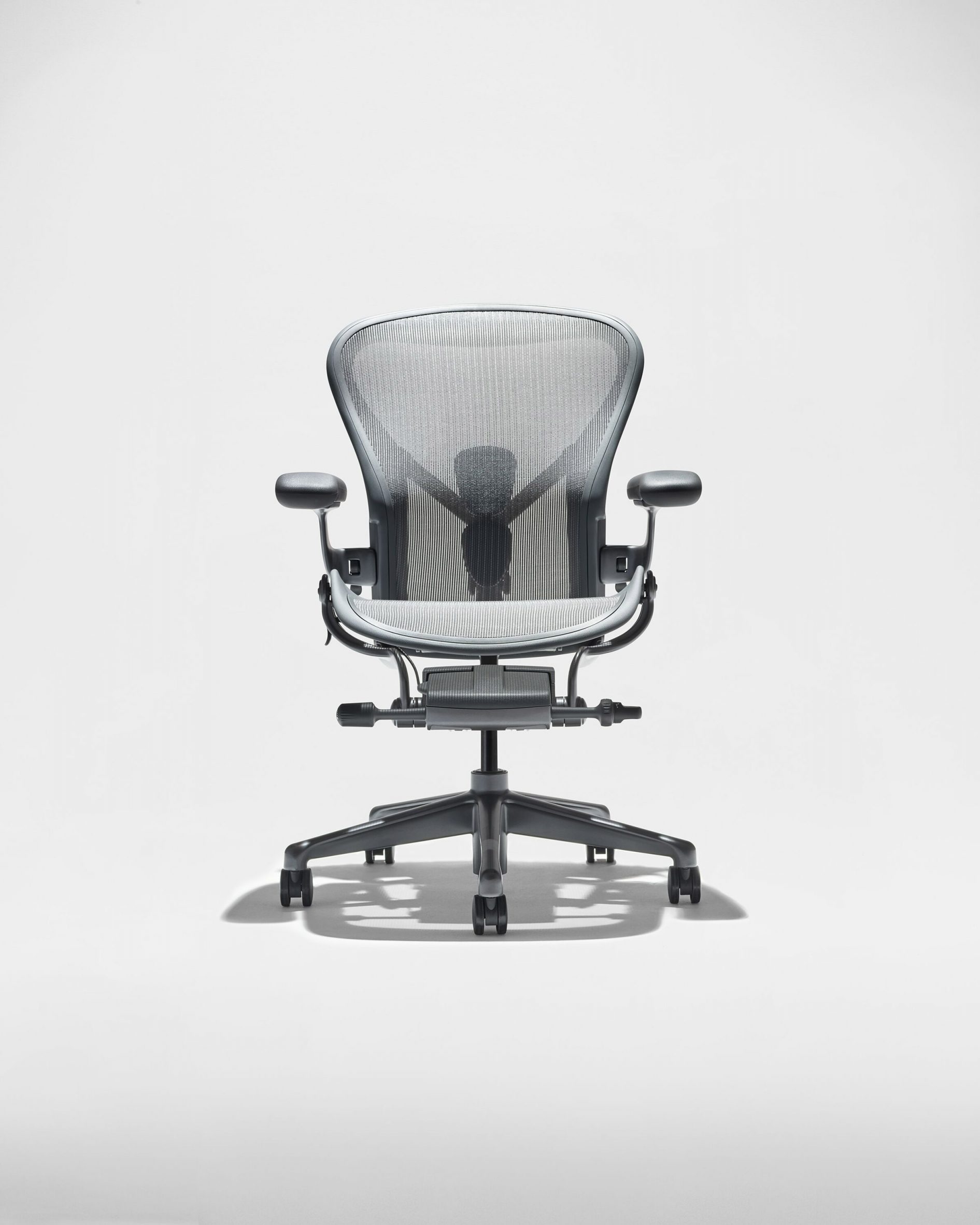 The Aeron Chair in black and grey