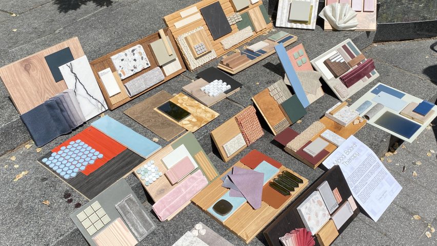 Photo of art made from architects' material samples