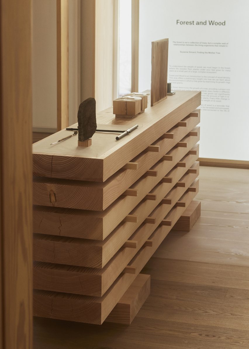 Photo of an installation at the Weight of Wood exhibition