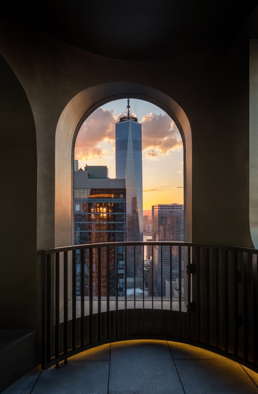 View through arch of One World Trade