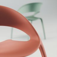 Peach and green Bee chairs by Actiu