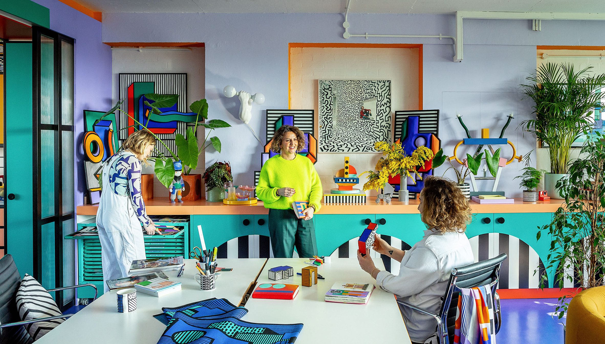 Photo of Camille Walala and her studio team in their London office in Regent Studios