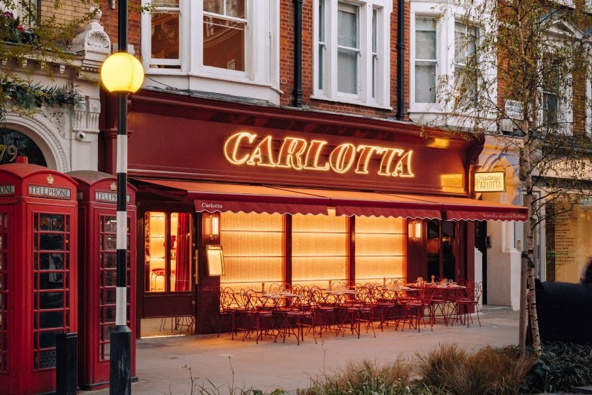 Facade of Carlotta restaurant on Marylebone High Street