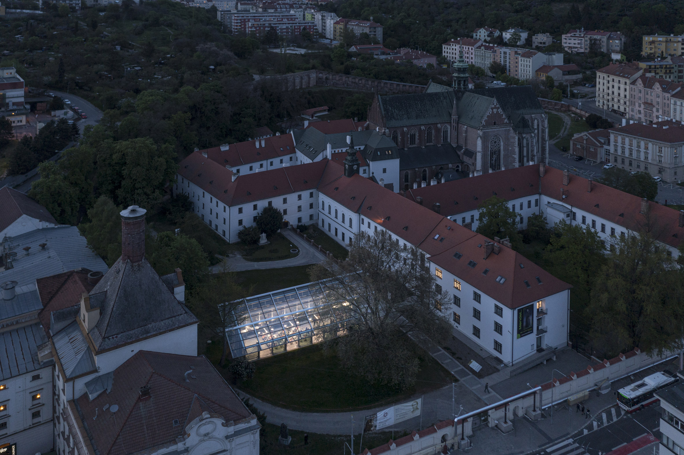 Aerial image of St Augustin's Abbey in Brno