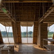 Interior of Floating Bamboo House by H&P Architects
