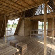 Interior of Floating Bamboo House by H&P Architects