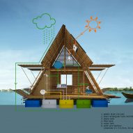 Section of Floating Bamboo House by H&P Architects