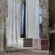 Natural Material Studio drapes floor-to-ceiling biotextiles across Copenhagen art gallery
