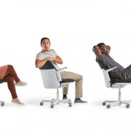 Three people sitting in Path office chairs by Humanscale