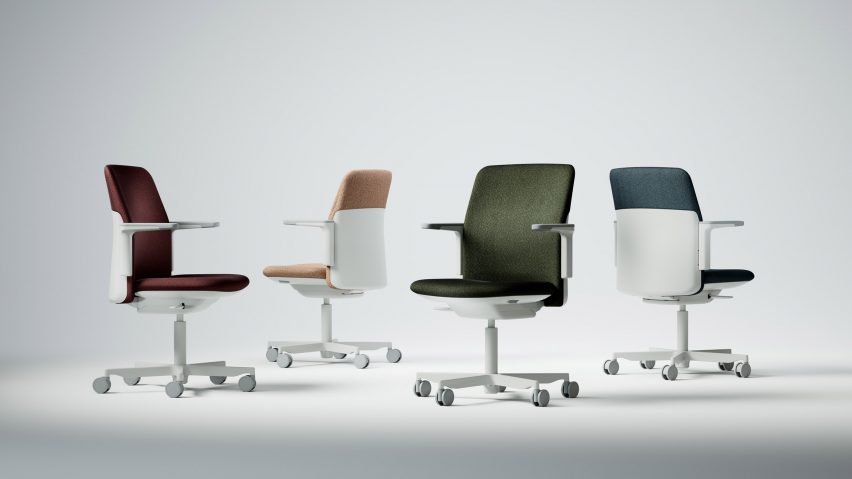 Green, pink, red and blue Path office chairs by Humanscale