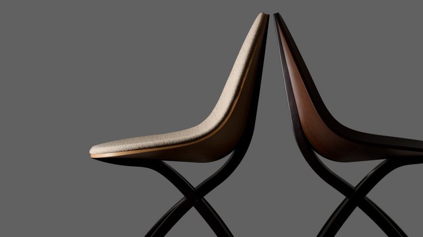Two wooden Edaha chairs by Koyori