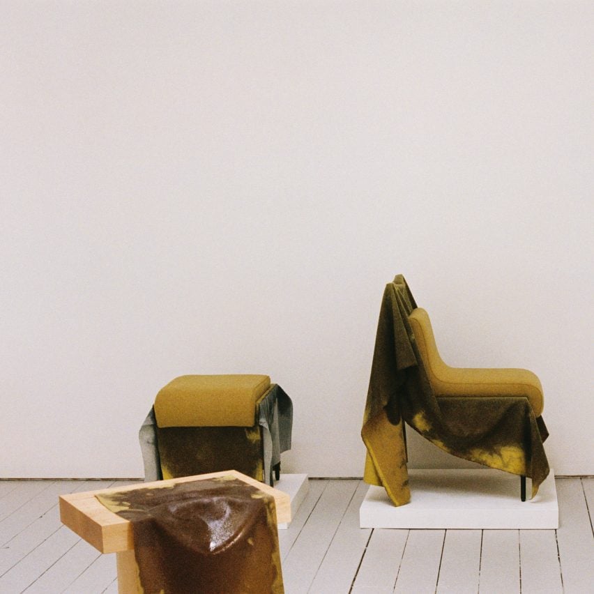 Chairs with resin-soaked wool