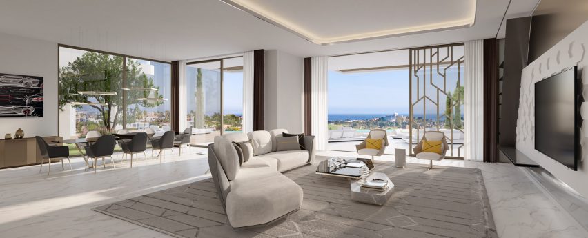 Marble floor in luxury villa interior