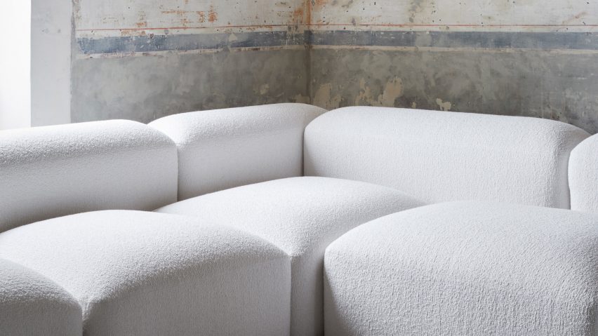 Detail of white sofa in living space