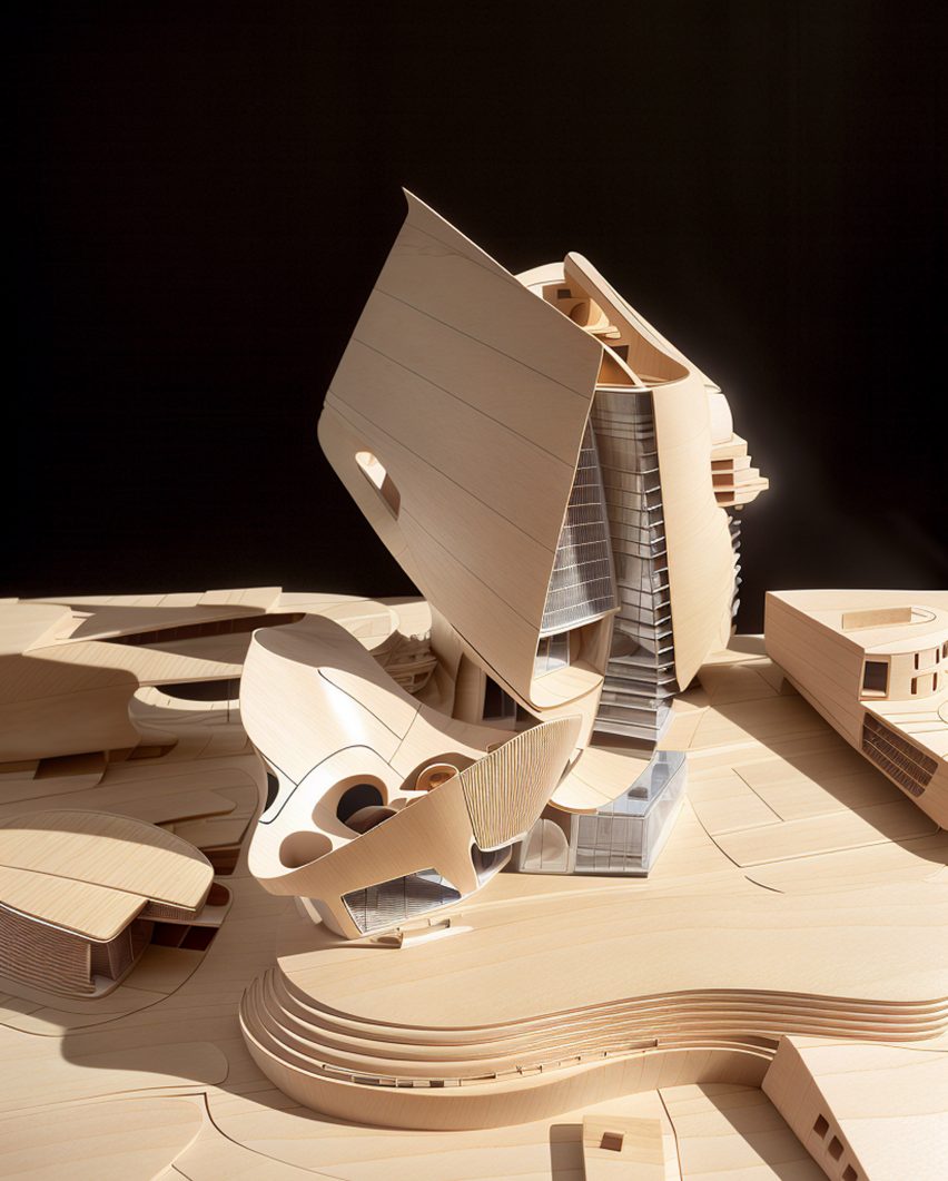 Edificio de inteligencia artificial de Frank Gehry hecho con papel arrugado