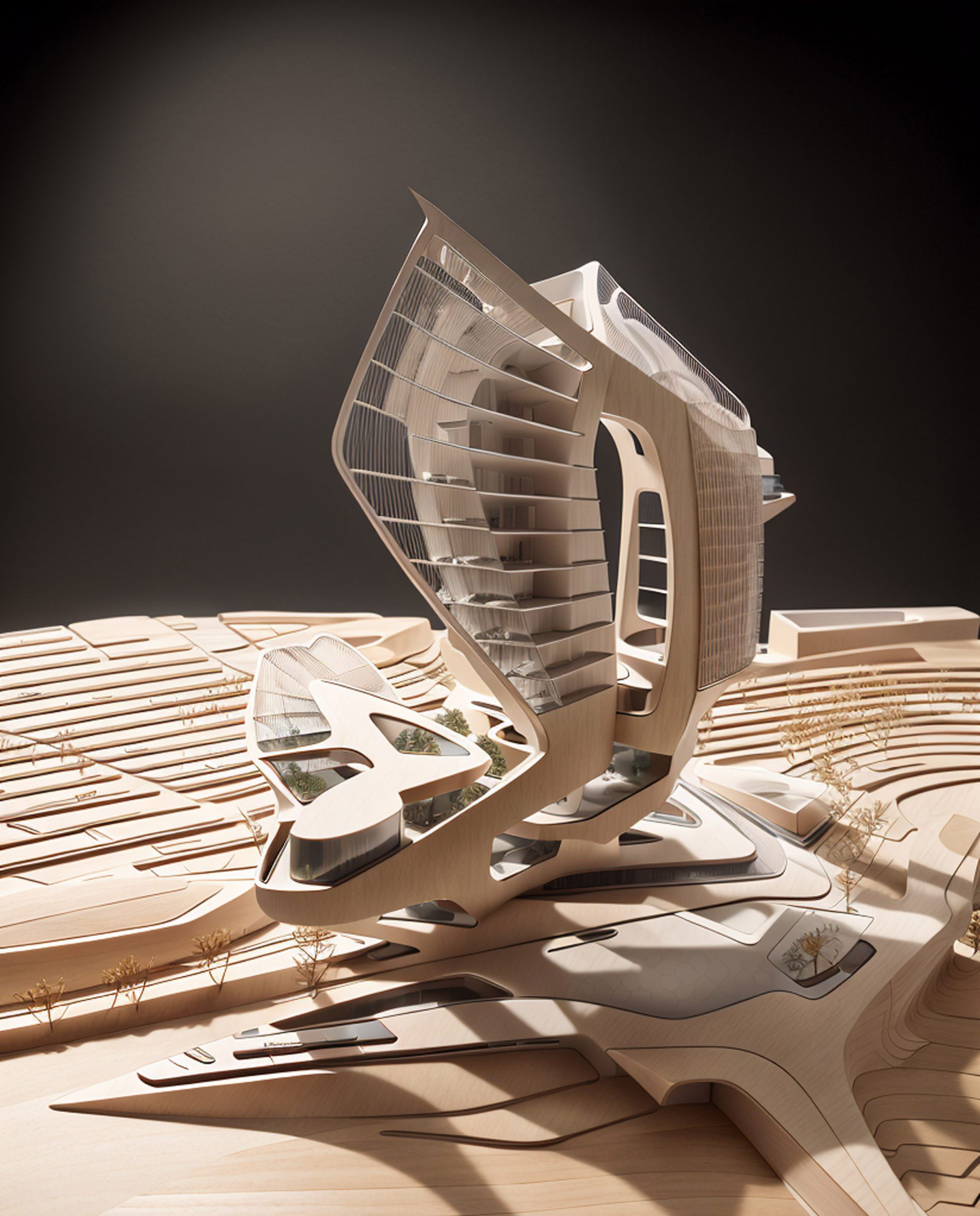 Zaha Hadid building made from crumpled paper