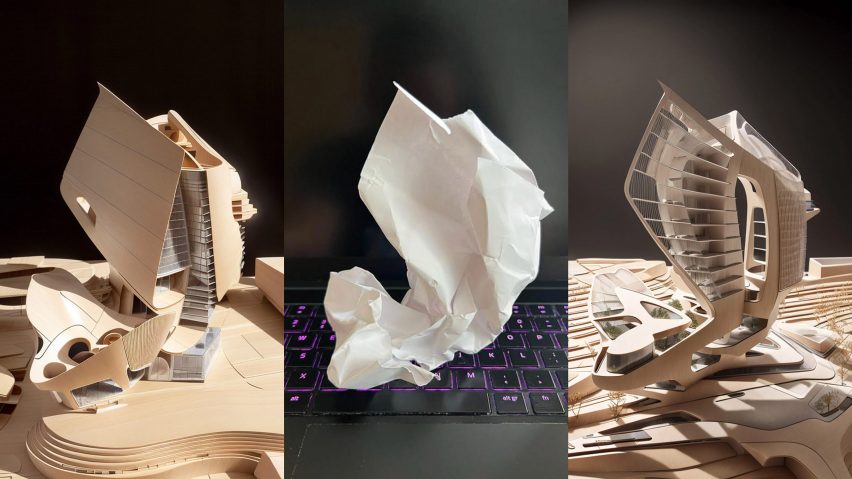 AI buildings modelled on crumpled paper