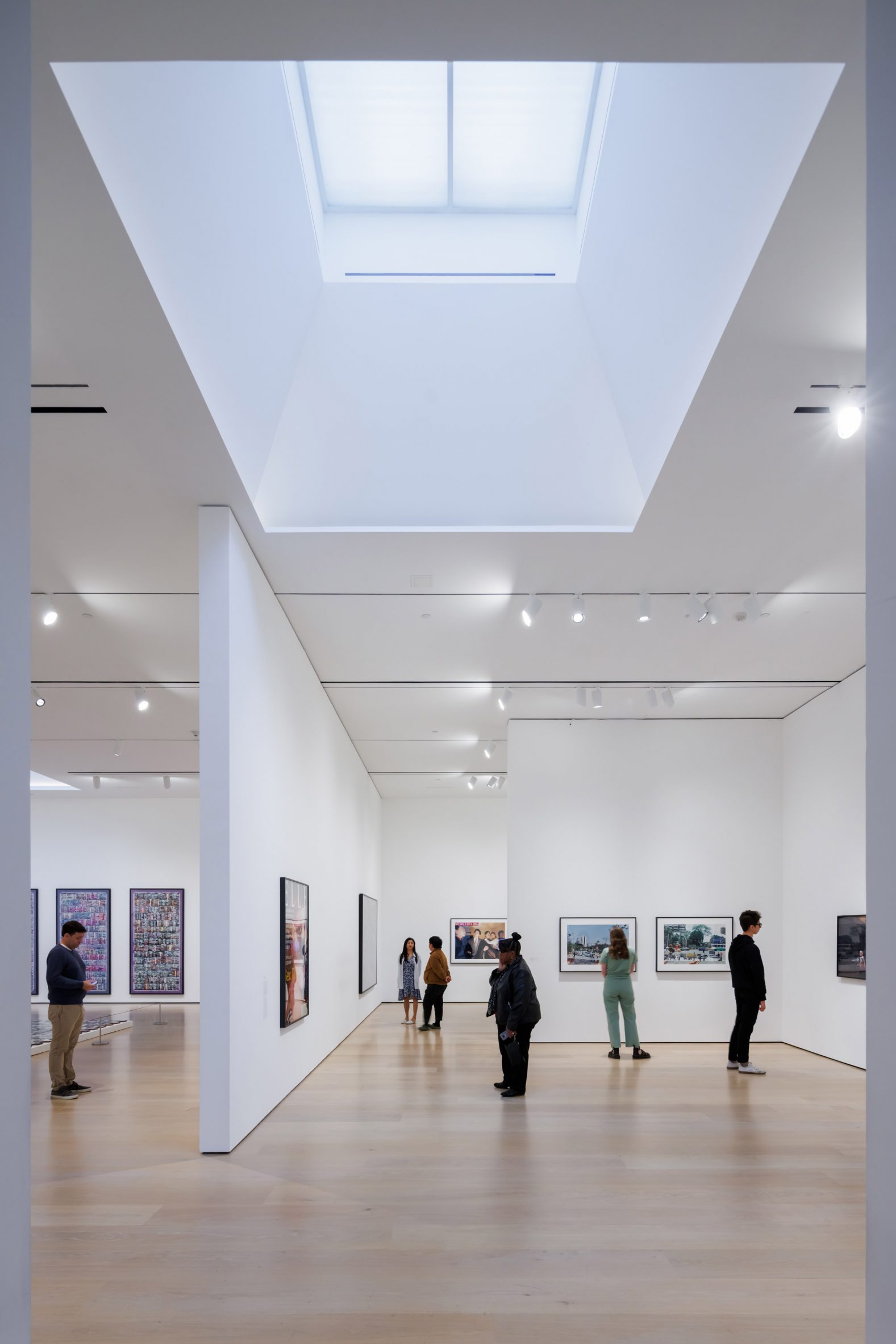 Internal gallery space at the Hammer Museum with white walls and wooden floors