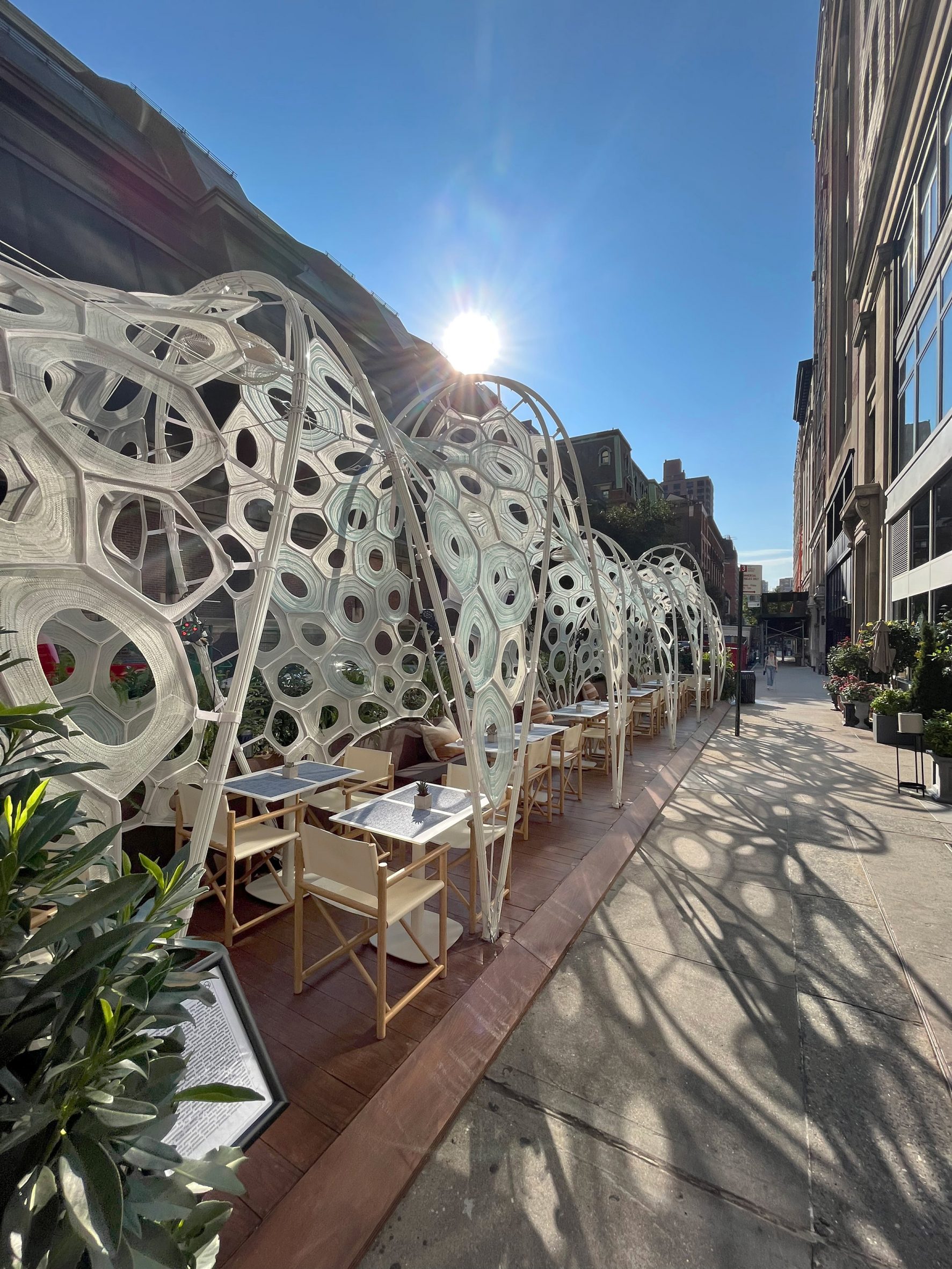 Neue House outdoor dining shelter in New York City