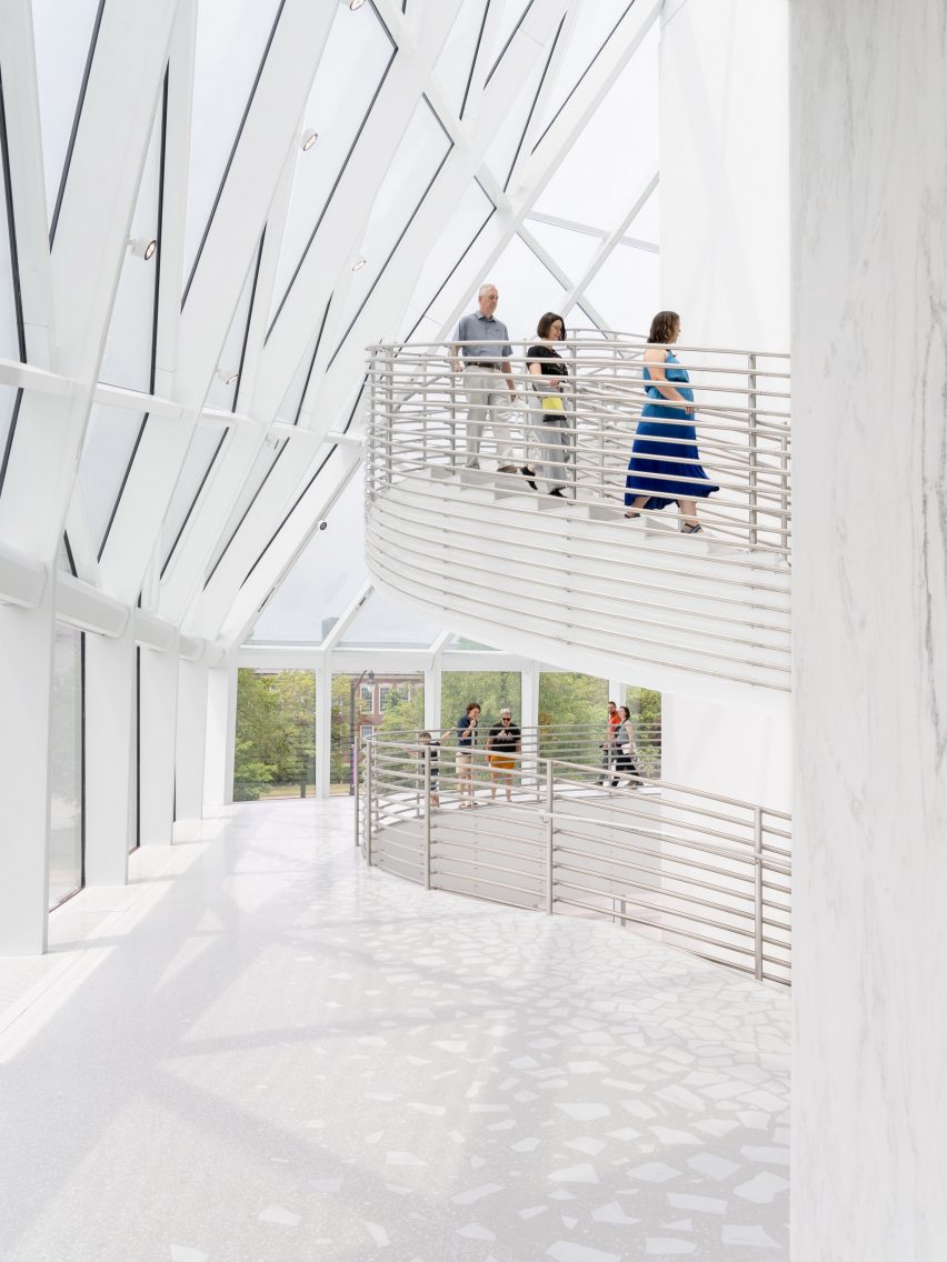 Spiral staircase within OMA-designed museum extension