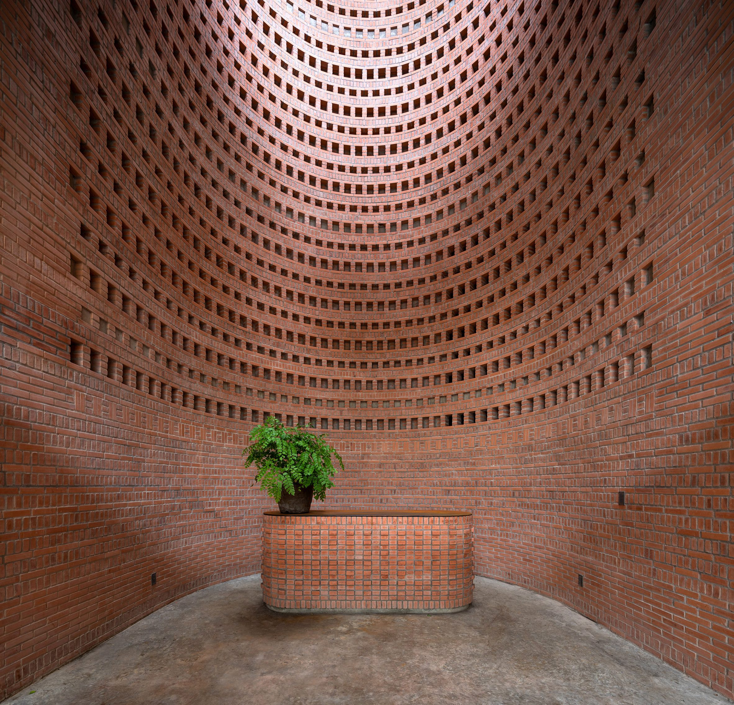Brick-lined atrium